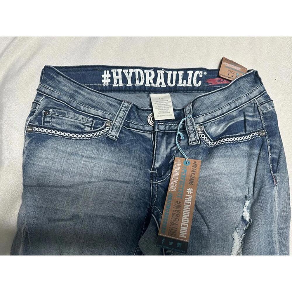 Hydraulic Distressed Bootcut Jeans – Size 1/2 Junior, New with Tags - Picture 2 of 2